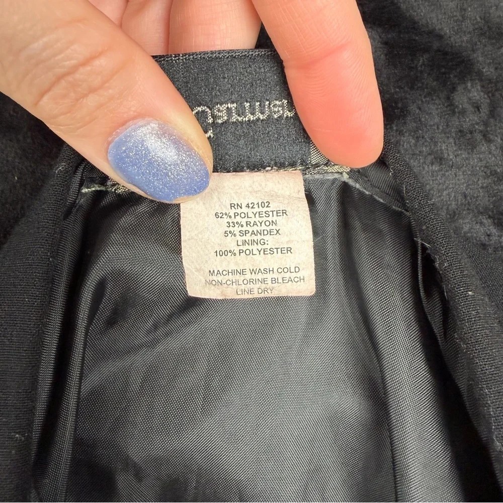 Vintage T. Garment Black Midi Skirt Asymmetrical Mesh Trim Y2K Office Goth L EUC